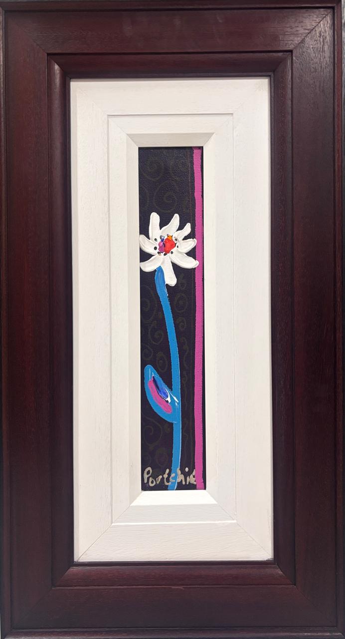Acrylic on stretched canvas  Painting titled (c)  White daisy