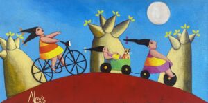 {je_artwork_artwork_medium_id}  {je_artwork_artwork_category_id} titled In ‘n ry -Fiets en driewiel u/f