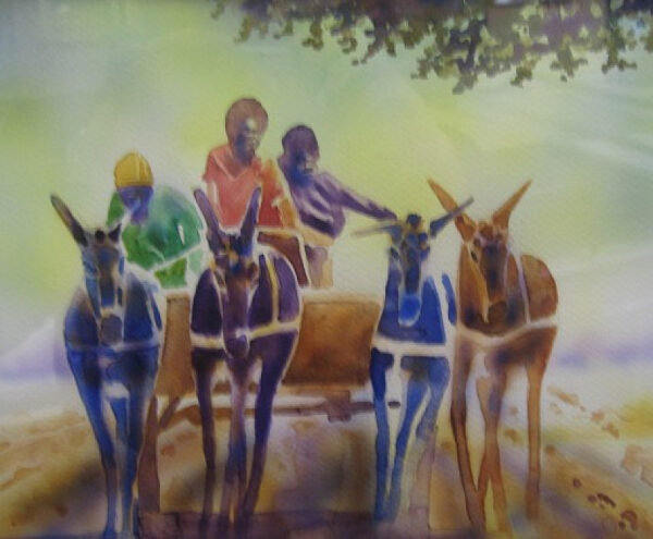 {je_artwork_artwork_medium_id}  {je_artwork_artwork_category_id} titled Boys and Donkey cart