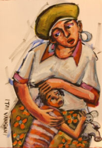 {je_artwork_artwork_medium_id}  {je_artwork_artwork_category_id} titled Mother & child @