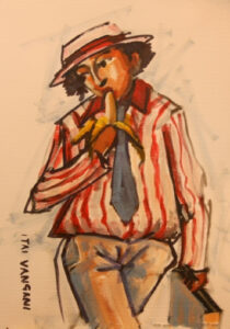 {je_artwork_artwork_medium_id}  {je_artwork_artwork_category_id} titled Banana Eater Man @