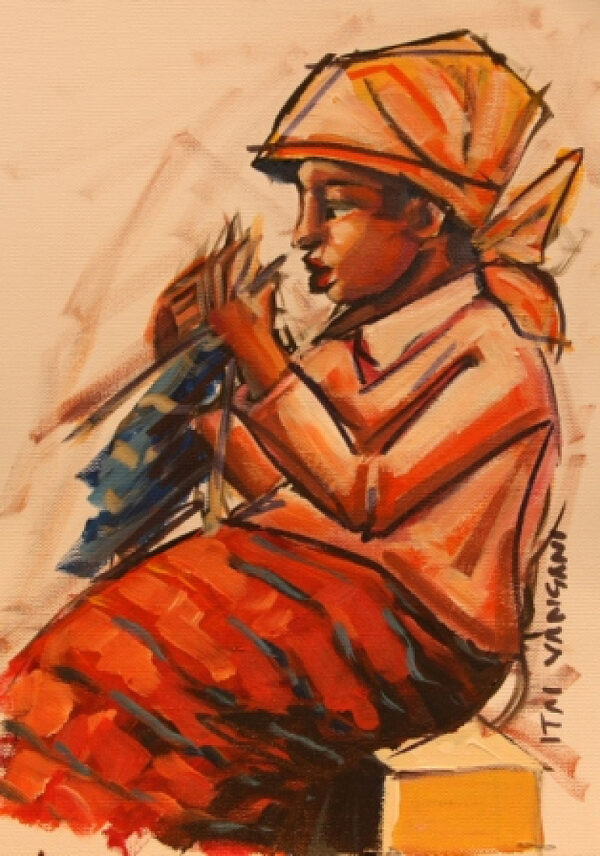 {je_artwork_artwork_medium_id}  {je_artwork_artwork_category_id} titled Knitter @