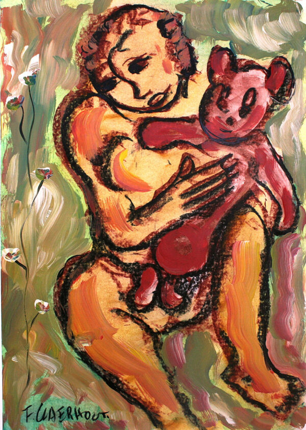 {je_artwork_artwork_medium_id}  {je_artwork_artwork_category_id} titled Woman with teddy bear
