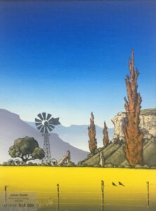 {je_artwork_artwork_medium_id}  {je_artwork_artwork_category_id} titled Windmill and 5 sheep