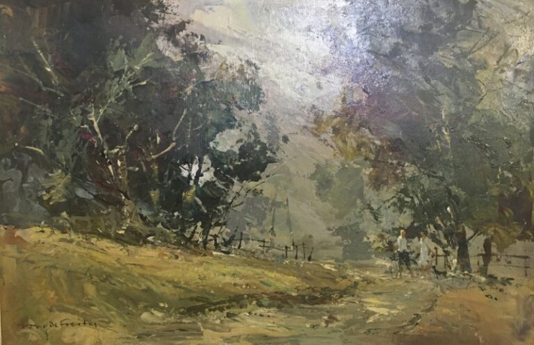 Oil on board  Painting titled Chance meeting