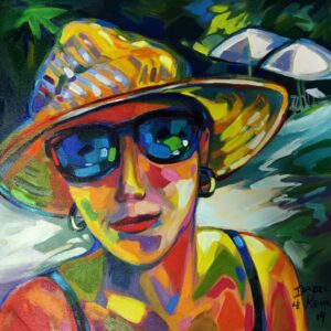 {je_artwork_artwork_medium_id}  {je_artwork_artwork_category_id} titled Woman with glasses