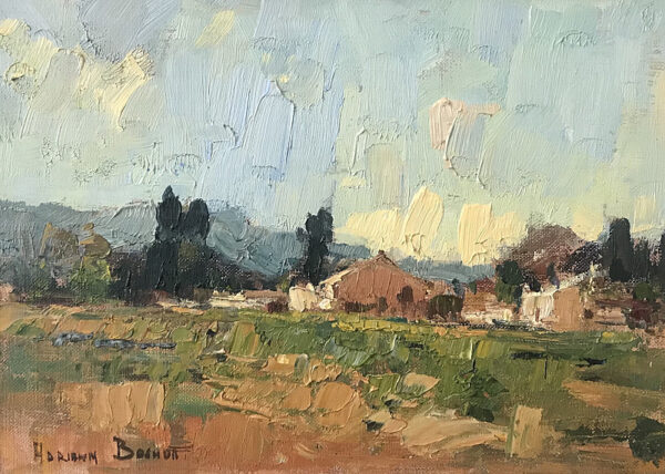 {je_artwork_artwork_medium_id}  {je_artwork_artwork_category_id} titled © Landscape with cottages