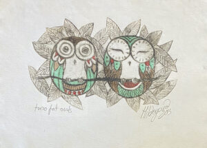 {je_artwork_artwork_medium_id}  {je_artwork_artwork_category_id} titled Two Fat Owls