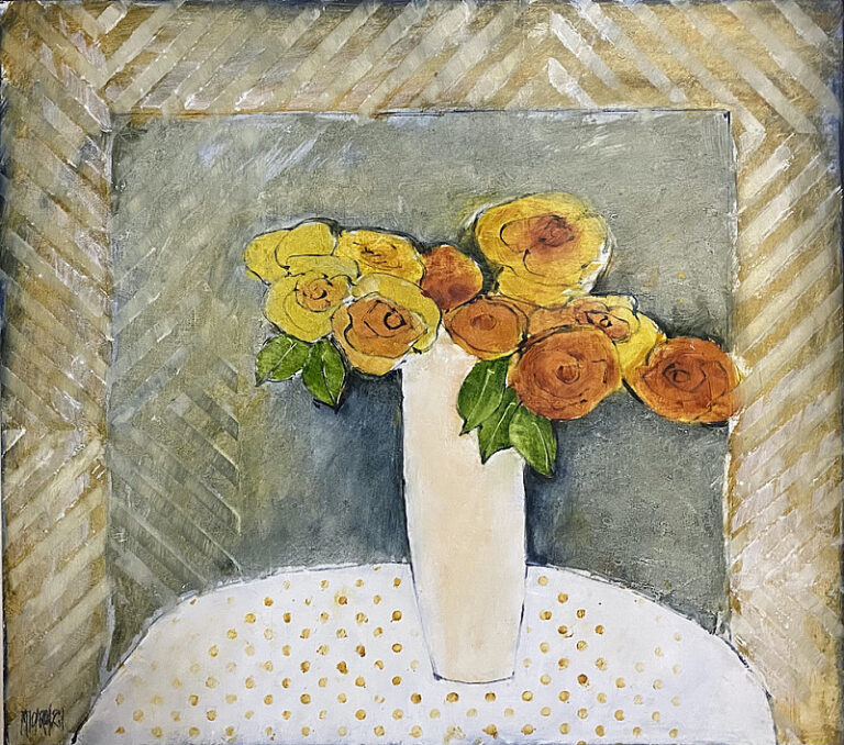 Oil on board  Painting titled Kolletjiestafel