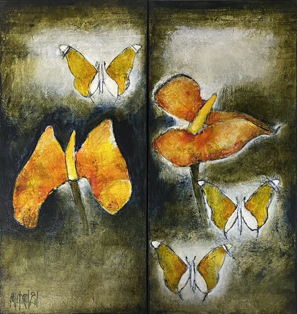 {je_artwork_artwork_medium_id}  {je_artwork_artwork_category_id} titled Anthuriums en Skoenlapper
