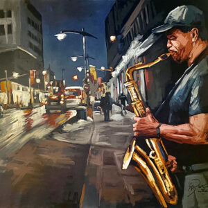 © Sax in street scene