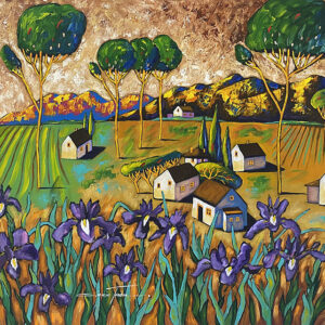 Irises in Landscape