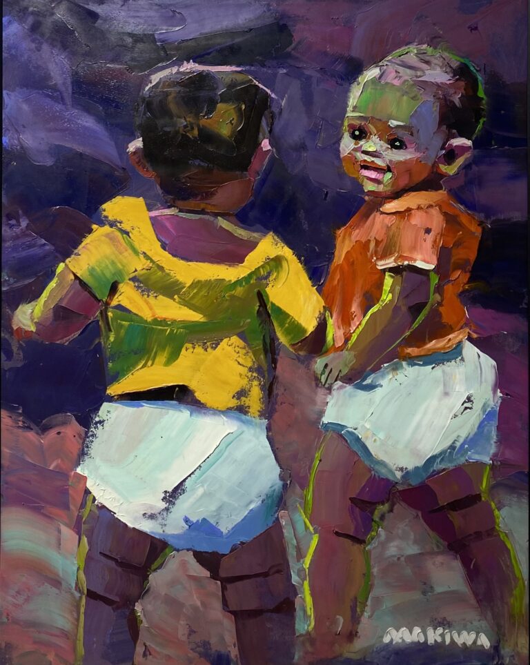 Acrylic on stretched canvas  Painting titled Toddlers