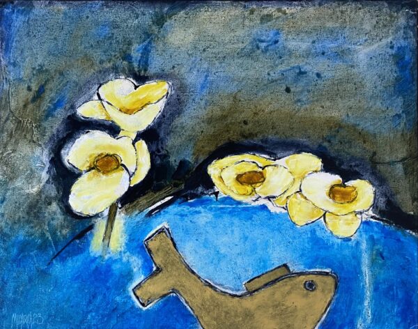 {je_artwork_artwork_medium_id}  {je_artwork_artwork_category_id} titled Vis in Goud