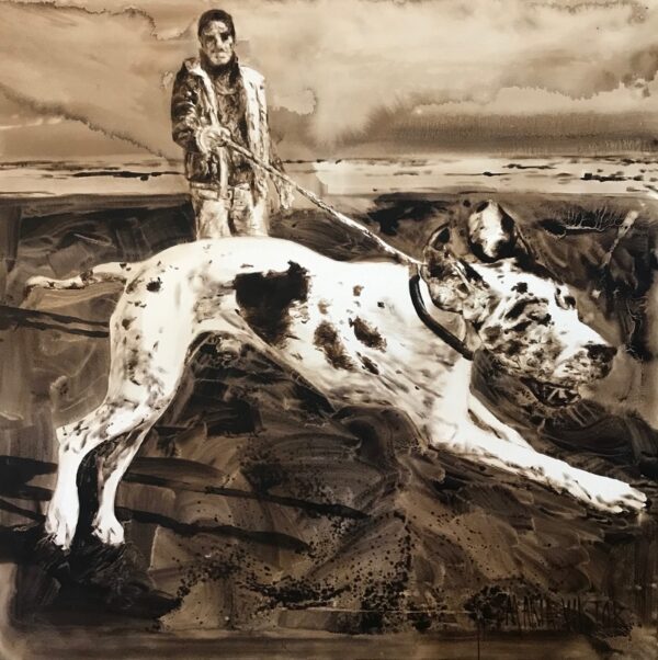 {je_artwork_artwork_medium_id}  {je_artwork_artwork_category_id} titled c Barking Dog on This Leash U/F