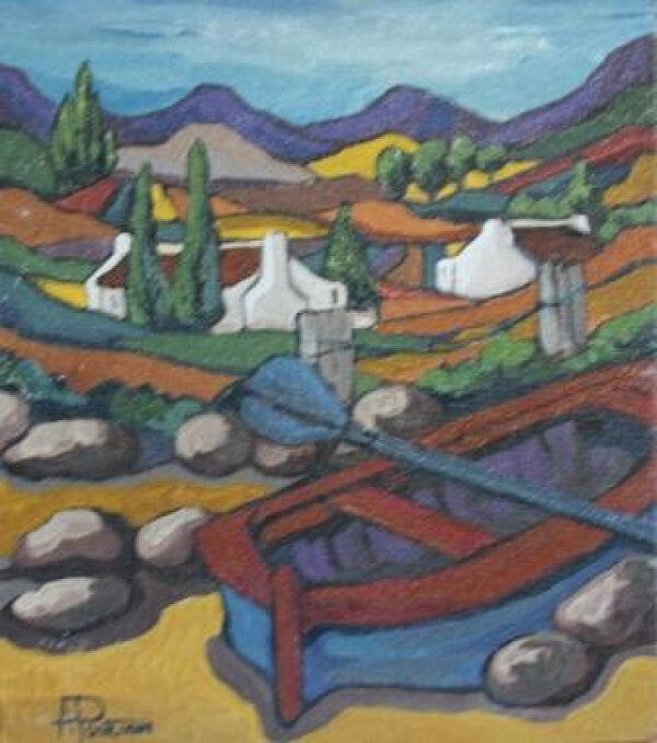 {je_artwork_artwork_medium_id}  {je_artwork_artwork_category_id} titled Boat landscape
