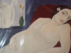 {je_artwork_artwork_medium_id}  {je_artwork_artwork_category_id} titled Pregnant & Cat