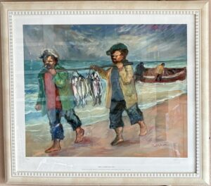 {je_artwork_artwork_medium_id}  {je_artwork_artwork_category_id} titled Men carrying fish 4/250