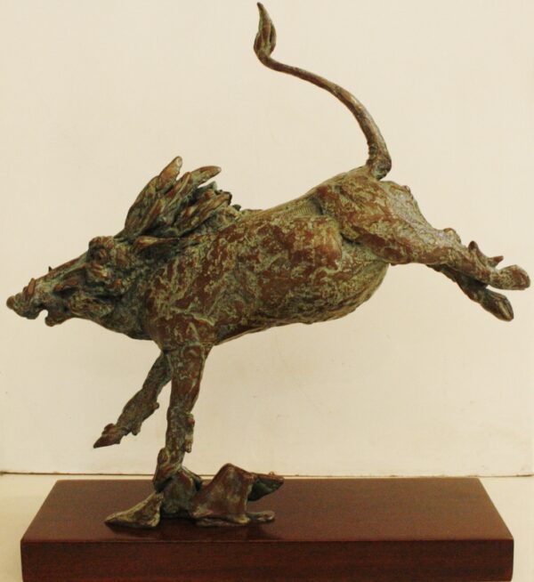 {je_artwork_artwork_medium_id}  {je_artwork_artwork_category_id} titled Sprinting Warthog Maquette