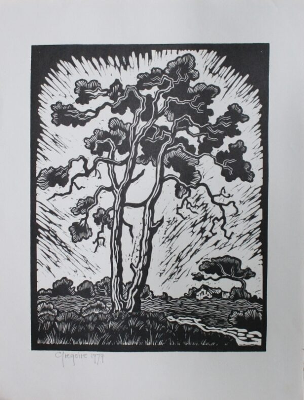 {je_artwork_artwork_medium_id}  {je_artwork_artwork_category_id} titled Tree – Linocut