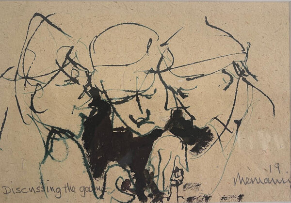 {je_artwork_artwork_medium_id}  {je_artwork_artwork_category_id} titled Discussing the game