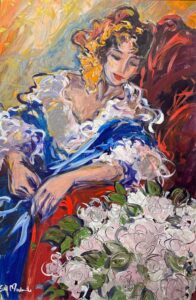{je_artwork_artwork_medium_id}  {je_artwork_artwork_category_id} titled Lady with Flowers