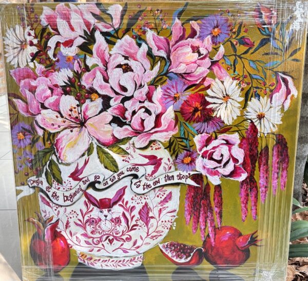 {je_artwork_artwork_medium_id}  {je_artwork_artwork_category_id} titled Pink Alice in Wonderland pot