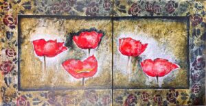 {je_artwork_artwork_medium_id}  {je_artwork_artwork_category_id} titled Rose-frame for poppies