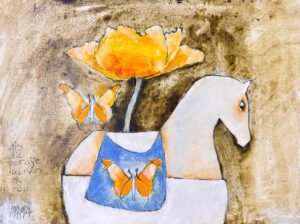{je_artwork_artwork_medium_id}  {je_artwork_artwork_category_id} titled Horse in white