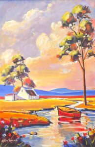 {je_artwork_artwork_medium_id}  {je_artwork_artwork_category_id} titled @ Fishing boat in landscape