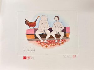 {je_artwork_artwork_medium_id}  {je_artwork_artwork_category_id} titled @ Nude couple on a bench 96/120 u/f