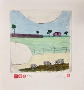 {je_artwork_artwork_medium_id}  {je_artwork_artwork_category_id} titled @ Three sheep 19/120 u/f