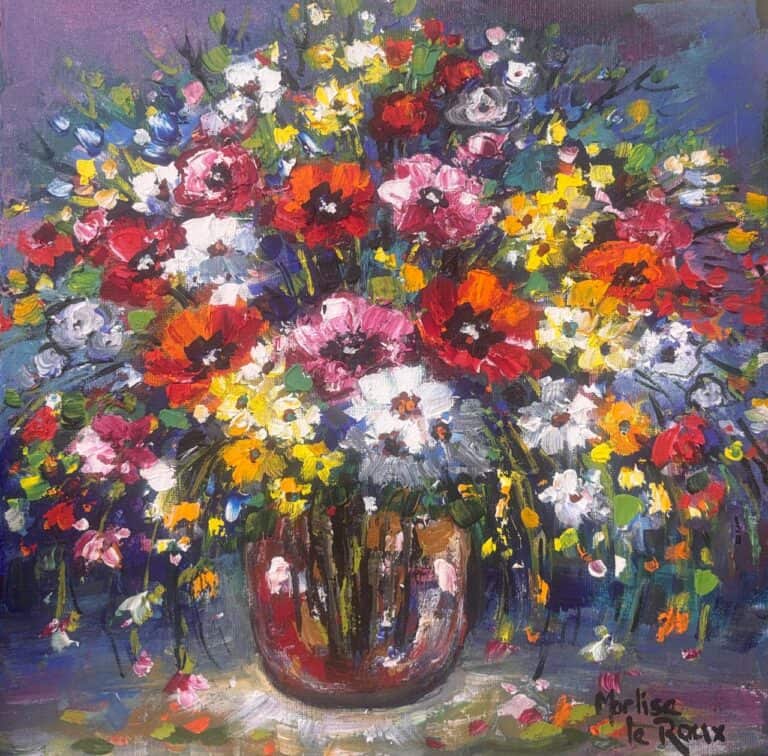 Acrylic on stretched canvas  Painting titled Flowers