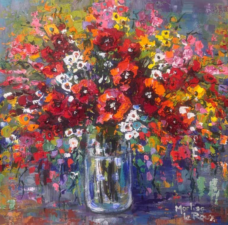 Acrylic on stretched canvas  Painting titled Flowers