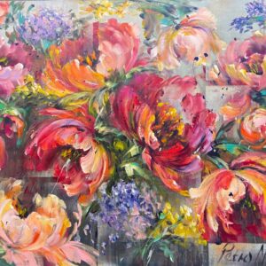 Petro Neal, Bright mixed flowers, South African art