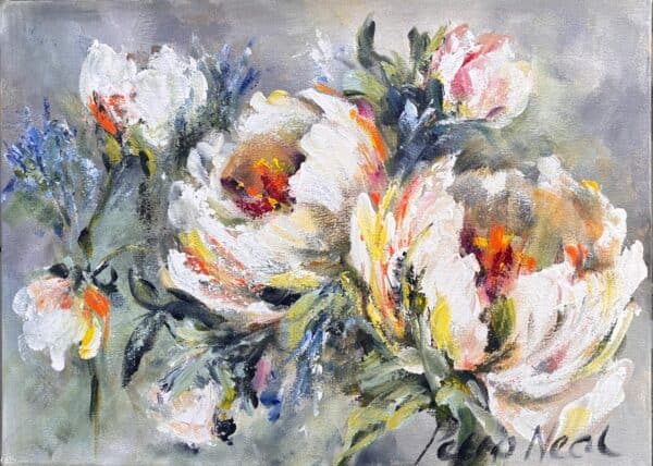 {je_artwork_artwork_medium_id}  {je_artwork_artwork_category_id} titled White peonies