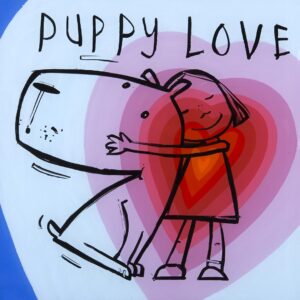 {je_artwork_artwork_medium_id}  {je_artwork_artwork_category_id} titled Puppy love