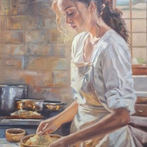 Annalie Hertzog Alice Art Gallery, South African Art, Girl cooking