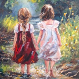 Annalie Hertzog Alice Art Gallery, South African Art, Girls walking