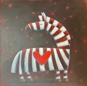 {je_artwork_artwork_medium_id}  {je_artwork_artwork_category_id} titled Zebra heart u/f