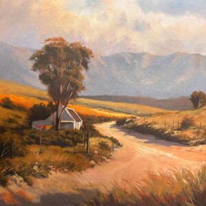 Stan Polson, South African Art, Alice Art Gallery, Landscape with house and tree