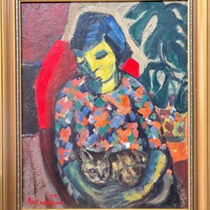 Hennie Niemann, Woman cat, South African Art, Alice Art Gallery