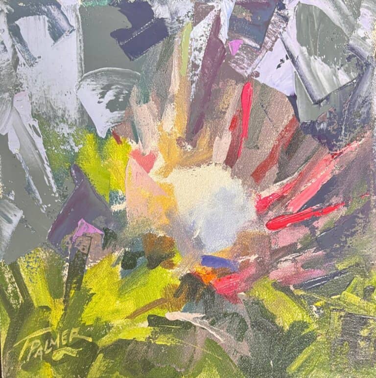 Acrylic on stretched canvas  Painting titled (c) Protea Surprise u/f