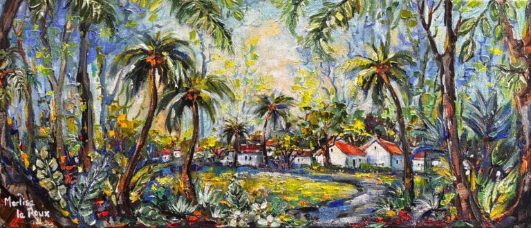 Acrylic on stretched canvas  Painting titled Beach houses