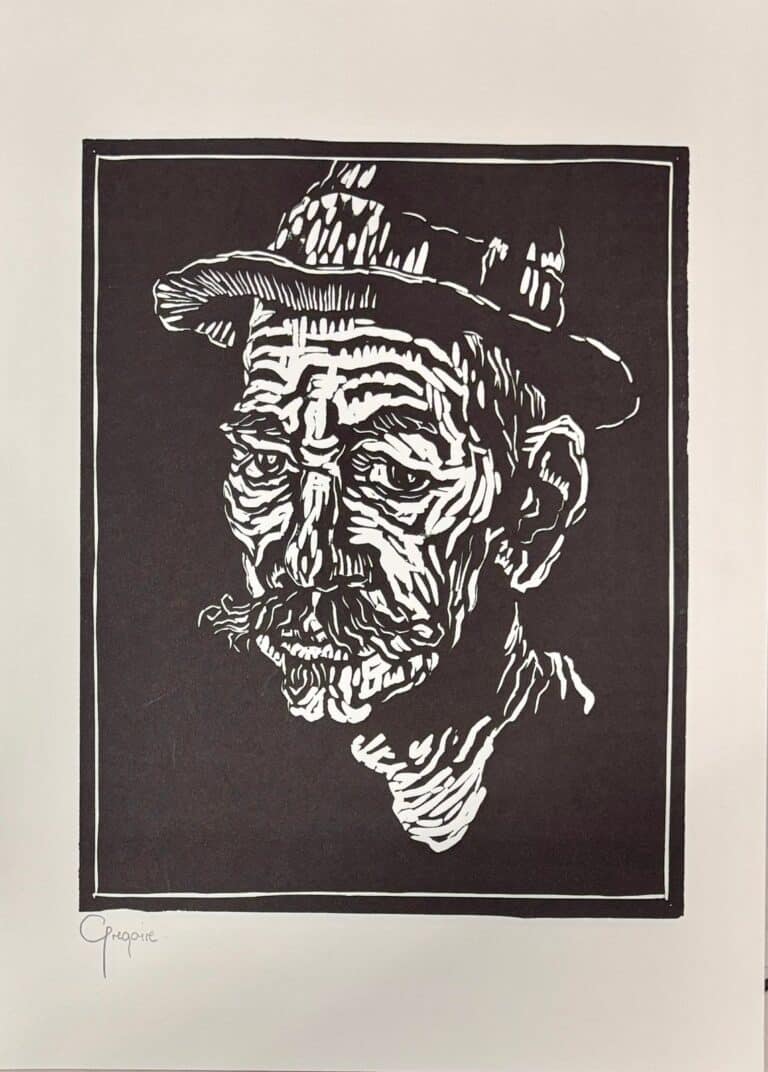Etch Painting titled Mineworker