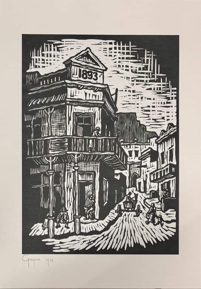 Etch Painting titled District 6 with table mountain