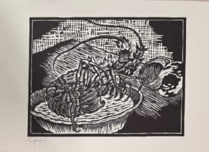 {je_artwork_artwork_medium_id}  {je_artwork_artwork_category_id} titled Crayfish