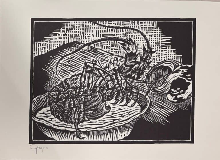 Etch Painting titled Crayfish