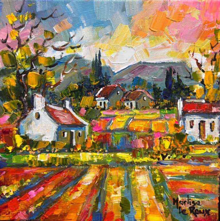 Acrylic on stretched canvas  Painting titled Landscape