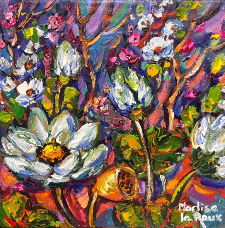 Acrylic on stretched canvas  Painting titled Flowers